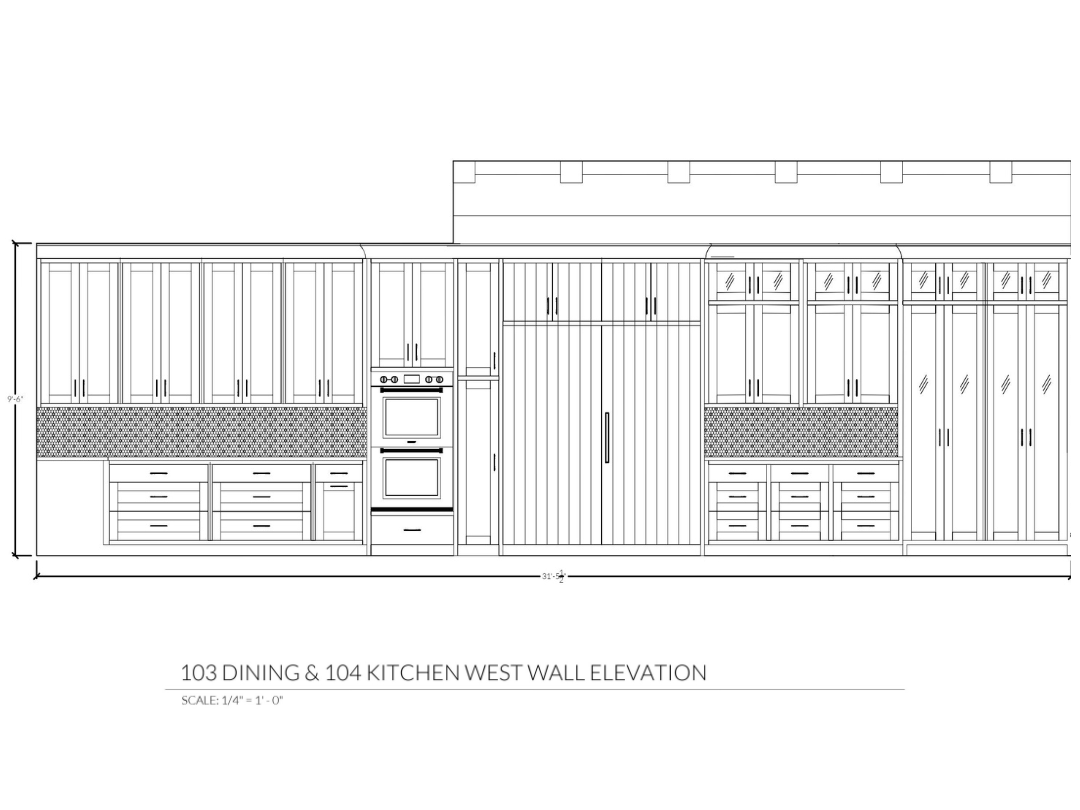 Kitchen and pantry wall elevations. 